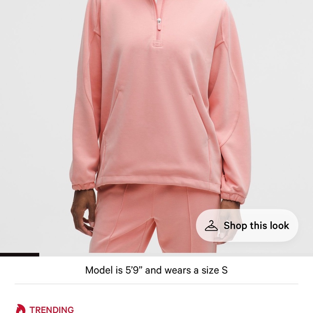 New no tag lululemon softstreme had zip long pullover size medium - tea rose